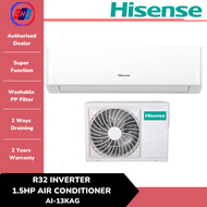 (SAVE 4.0) Hisense (In Stock+Fast &amp; Save Delivery) R32 Inverter Air Conditioner 1.5HP AI13KAG - HISENSE MALAYSIA WARRANTY