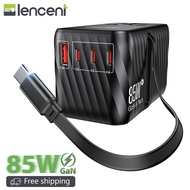 LENCENT GaN 85W Travel Adapter with Cord, Universal Travel Adapter with 2 USB-A & 3 Type C Power Ada