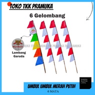 MERAH Red and white pennants with 6 waves