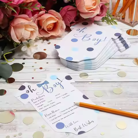 50pcs Baby Shower Prediction Advice Cards, Floral Theme Party Game Cards, Guessing Game Kit, Baby Ad