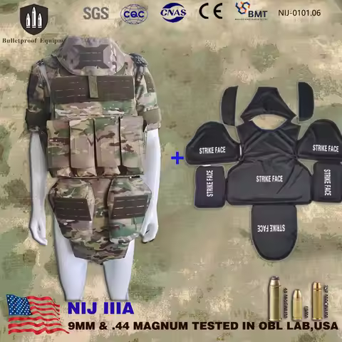 Real NIJ IIIA .44MAG Bulletproof Vest Full Set Heavy Duty Outdoor Tactical Body Armor with Groin & T