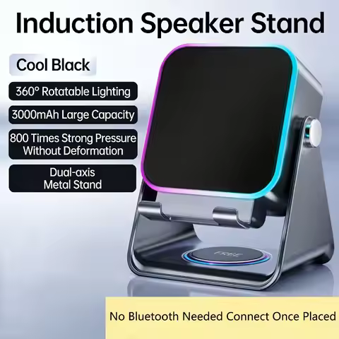 2 in 1 Adjustable Phone Stand Bluetooth Speaker RGB Light Desktop Holder for Office Movie Watching i