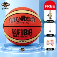 Molten basketball GR7 made of rubber outdoor concrete floor, school sports teaching training brown F