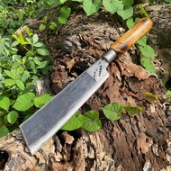 Golok Baja Asli Cacah Daging Tulang - Arit Bendo Papak Potong Kayu - Pisau Kotak Panjang Gagang Kayu