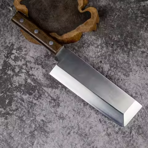 7.4 Inch Usuba Knife 7Cr17CoMoV Steel Blade Wood Handle Sharp Chef Cleaver Sashimi Slicing Meat Kitc