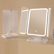 WEILIANG Led Table Vanity Mirror With Light Desk Magnifying Makeup Mirror Portable Rotating Foldable