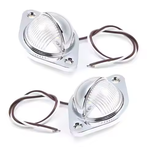 2pcs Universal Chrome Shell LED License Plate Tag Lights Lamps 12V-24V 0.06A 0.5W for Car Truck SUV 