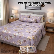 Cadar Patchwork Queen Set Lengkap 4in1 Cotton Blend 80 percent Tebal Selesa