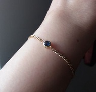 天然無燒 斯里蘭卡皇家藍藍寶石 + S925 銀鍍 K 金手鍊