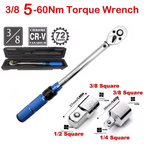 3/8 Torque Wrench 5-60Nm Bike Professional Torque Spanner Automotive Key Mechanical Workshop Tools S
