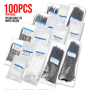 Nylon Cable Ties, zip tie ,Multi Purpose Cable Tie, BLACK & WHITE 3 x 80mm - 5 x 400mm (100pcs)