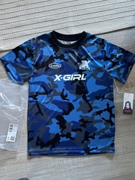 全新 澳洲 日本 x girl 藍色 紋 女裝 Camo 波衫款 Logo 字母 圖案 Graphic Tee T-shirt T恤 Blue 行山 露營 滑雪 Skii Snowboard 潮牌 C