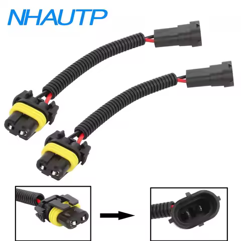 NHAUTP 2Pcs HB3 9005 HB4 9006 Female To H11 Male Socket Connector Wiring Harness Car Headlight Fog L
