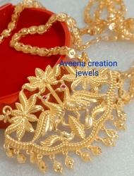 Aveena creation premium Quality Double Peacock on Tamarai pendent with 30inch chain  Not 916 Real gold look design