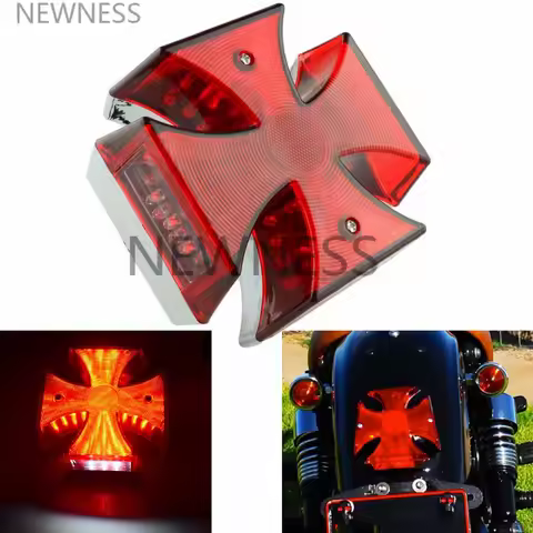 Universal Motor Cross LED Taillight Brake Rear License Plate Light for Kawasaki VN Vulcan900 Suzuki 