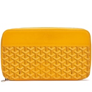 Goyard Yellow Goyardine Canvas and Chevroches Calfskin Matignon GM Wallet Silver Hardware
