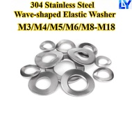 [LY-DP] 304 Stainless Steel, Wave-shaped Elastic Washer, M3/M4/M5/M6/M8-M18, Three-wave Spring Gaske