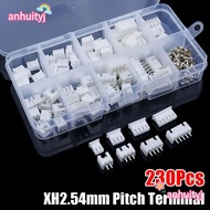 AHTY 230Pcs Pin Connector, Male And Female XH2.54 2.54mm Pitch Terminal,  2p 3p 4p 5pin 4 Value Hous