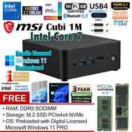 MSI Cubi NUC 1M DDR5 Core 7 / i7 L10 Mini PC + WINDOWS 11 PRO (NUC 14 Pro, 14th Gen, NUC13ANHi7 / NU