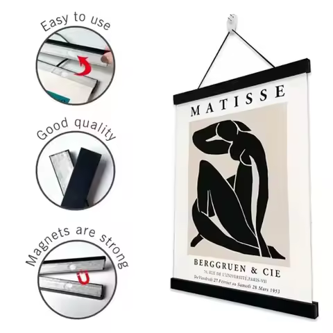 Magnetic Pine Wood Photo Picture Frame 60cm 70cm 80cm 90cm Poster Print Wooden Hanger Frame Canvas W