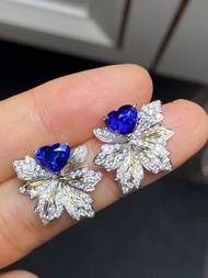 超美心形藍寶石耳釘2.33克拉