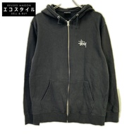 Stussy黑色Logo拉鍊連帽衫，L碼 [二手]