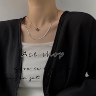 Ace shop B09 Korea Dongdaemun Hot Titanium Steel Double Layer Circle Fashion Necklace Clavicle Chain