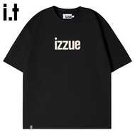เสื้อยืดแขนสั้นผู้ชาย Izzue ฤดูร้อน 2025 แฟชั่นอเมริกัน โลโก้เรียบง่าย แขนยาวครึ่งตัว ผ้าฝ้ายแท้ เสื