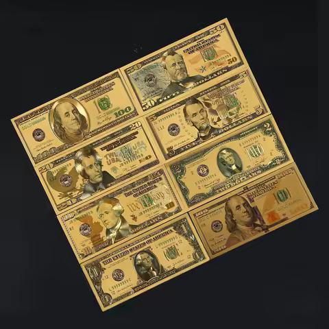 8PCS Gold Foil Banknote, U.S. President's 1/2/5/10/20/50/100 Dollar Banknote, A Great Gift for Coin 