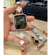 Bling Clover Diamond Strap For Apple Watch Strap and Retro Cover For Apple Watch Case Metal  i Watch
