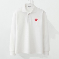 PLAY CDG Embroidery heart Long sleeved polo shirt Cotton shirt Men's shirts Classic relaxed fit PL01
