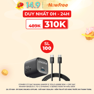 Combo Củ Sạc Nhanh Anker 1C Zolo A2698 30W + Cáp Sạc Nhanh Baseus C To C Dynamic 4 Series 100W 1m Mà