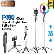 Clearance Sale-Model P180 180cm. Light Stand Tripod Selfie Stick With Remote Stretchable Mobile Phon