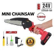 [Ready Stock] Mini Chainsaw 6 Inch Cordless Electric Portable Chainsaw Rechargeable Li-Ion Battery 103011