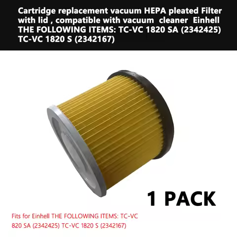 1pcs Cartridge HEPA pleated Filter with lid,compatible with Einhell THE FOLLOWING ITEMS: TC-VC 1820 