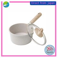 CAROTE One -handed pot 16cm IH compatible milk bread marble coating lid【Direct from Japan】