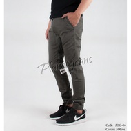 Men's jogger pants made of 2 striped chino material JOG06 OLIVE