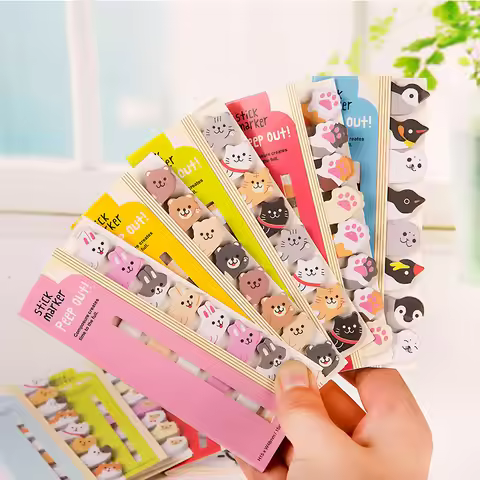 8 Piece Stationery Cartoon Animals Marker Memo Pad Bookmark Flags Index Tab Sticky Scrapbooking Note