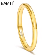 EAMTI 2mm Tungsten Ring for Women Gold Polished Engagement  Wedding Bands Size 4-12
