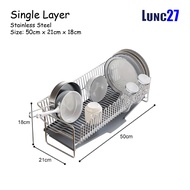 304 Stainless Steel Sink Drainer  Dish Drying Rack Dish Drainer Drain Basket Rak Pengering Sinki Rak