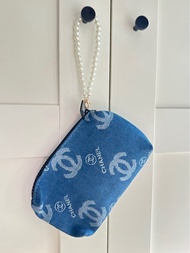 Vip gift 專櫃贈品 Chanel make up bag 珍珠鏈 牛仔布化妝包 已改裝