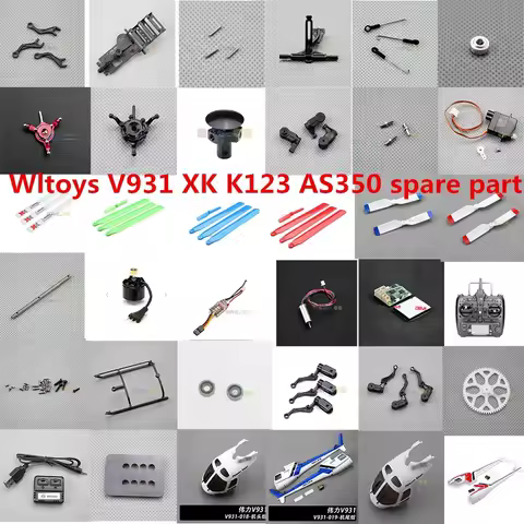 Wltoys XK K123 V931 AS350 RC Helicopter spare parts motor servo propellers blade body shell landing 