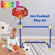 730Baby Kid Children 2in1 Football Basketball Stand Play Post Net Set Portable Sport Mainan Bola Kar