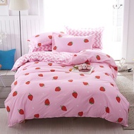 Kawaii Girl Kids Bedding Set Honey Peach Pink Duvet Cover Sheet Pillowcase Woman Adult Bed Linens Ki