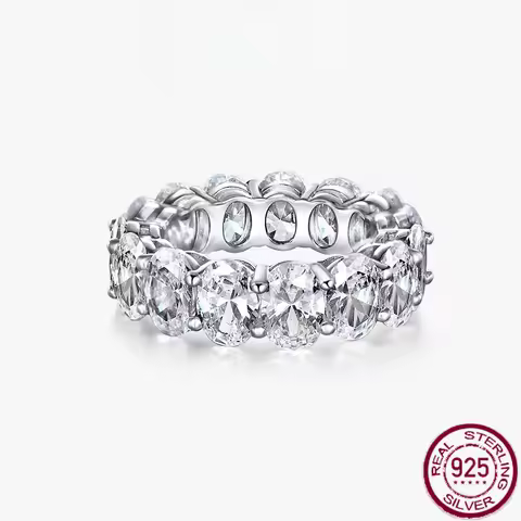 New 925 silver high carbon diamond ring set with 0.75ct egg shaped 5 * 7 minimalist ring for women's