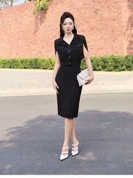 Set bộ thiết kế công sở màu đen chất trượt Hàn YOONA - EH13B047