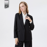 ESPADA เสื้อเบลเซอร์ลายพินสไตรป์ ผู้หญิง สีดำ | Pinstripe blazer | 05095