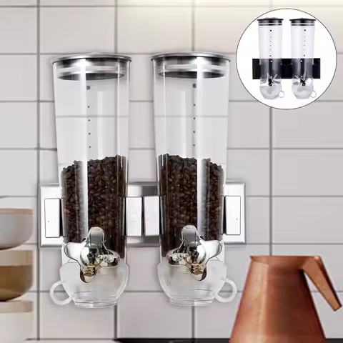 Food Dispensers Wall Mount,2 Pack Dry Cereal Dispenser,Coffee Beans Trail Mix Candy Oatmeal Rice Pas