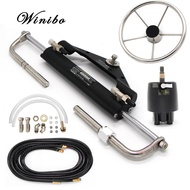 Winibo Outboard Engines up to 150HP Hydraulic Steering Kit With Steering Wheel for Boat with Helm Pu