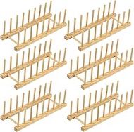 TKSDWBLTY 6Pcs Bamboo Dish Dying Rack Bamboo Plate Dish Rack Multifunctional Pot Lid Organizer Holde